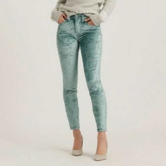 Lucky Brand Denim - Lucky Seafoam Green Ava Skinny Velvet Crop Ankle Jeans